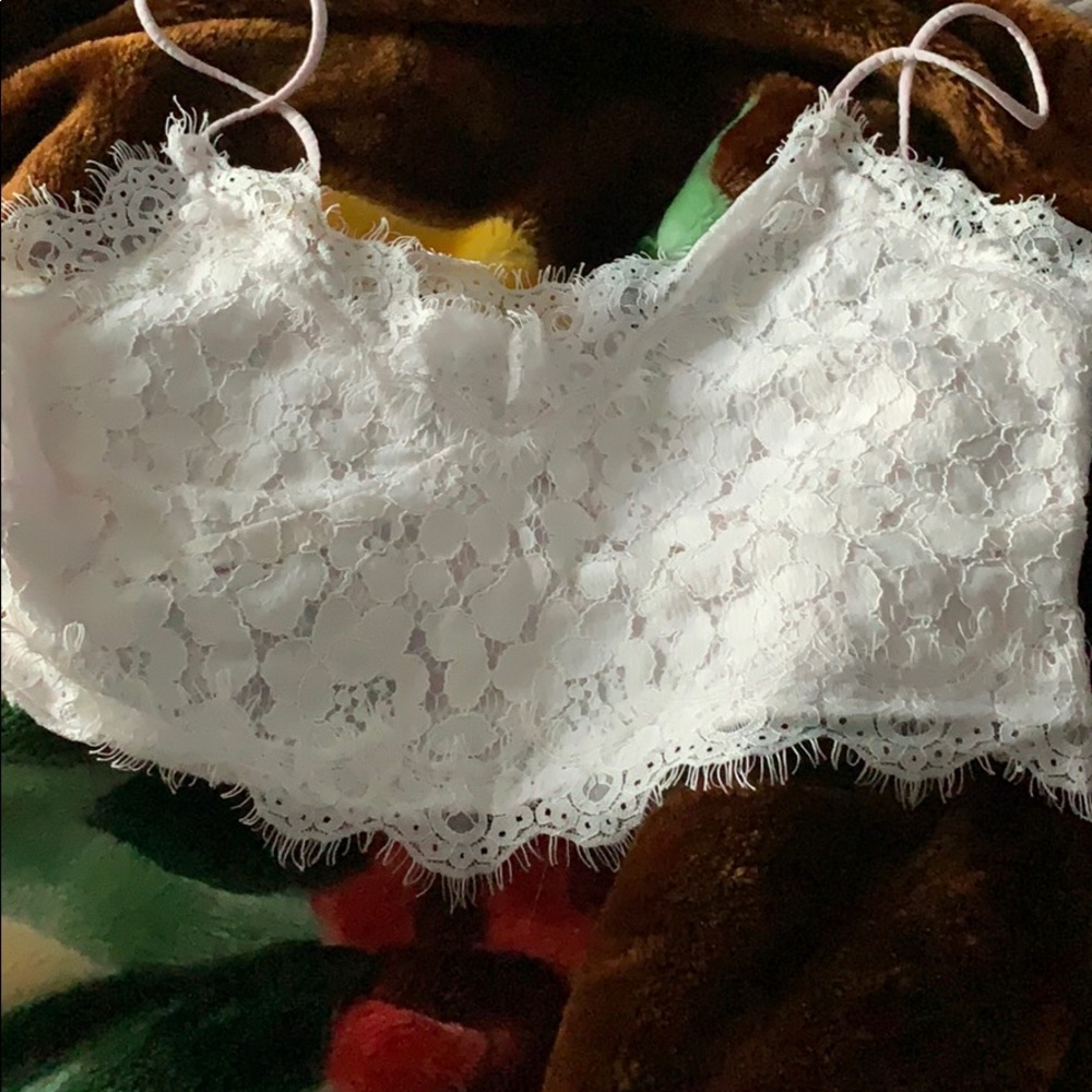 White frill and lace shirt